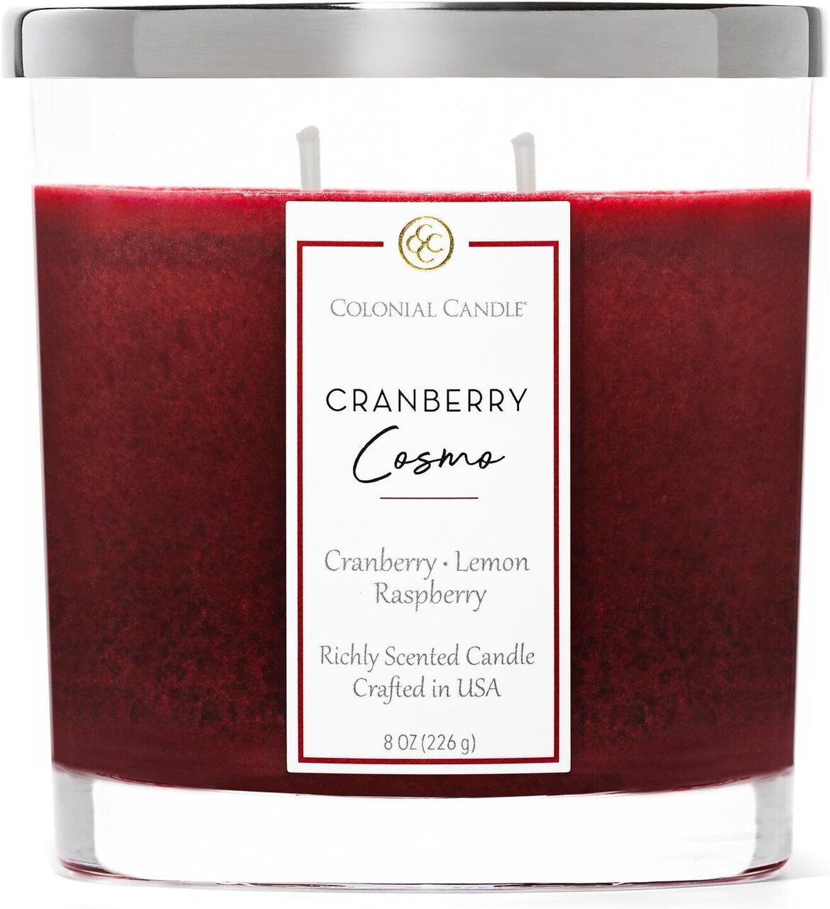 Cranberry Cosmo Scented Candle Jar, Highly Fragranced Candles for Home Scented, Mottled Wax Candle, 2 Wick, 8 oz - Made in The USA